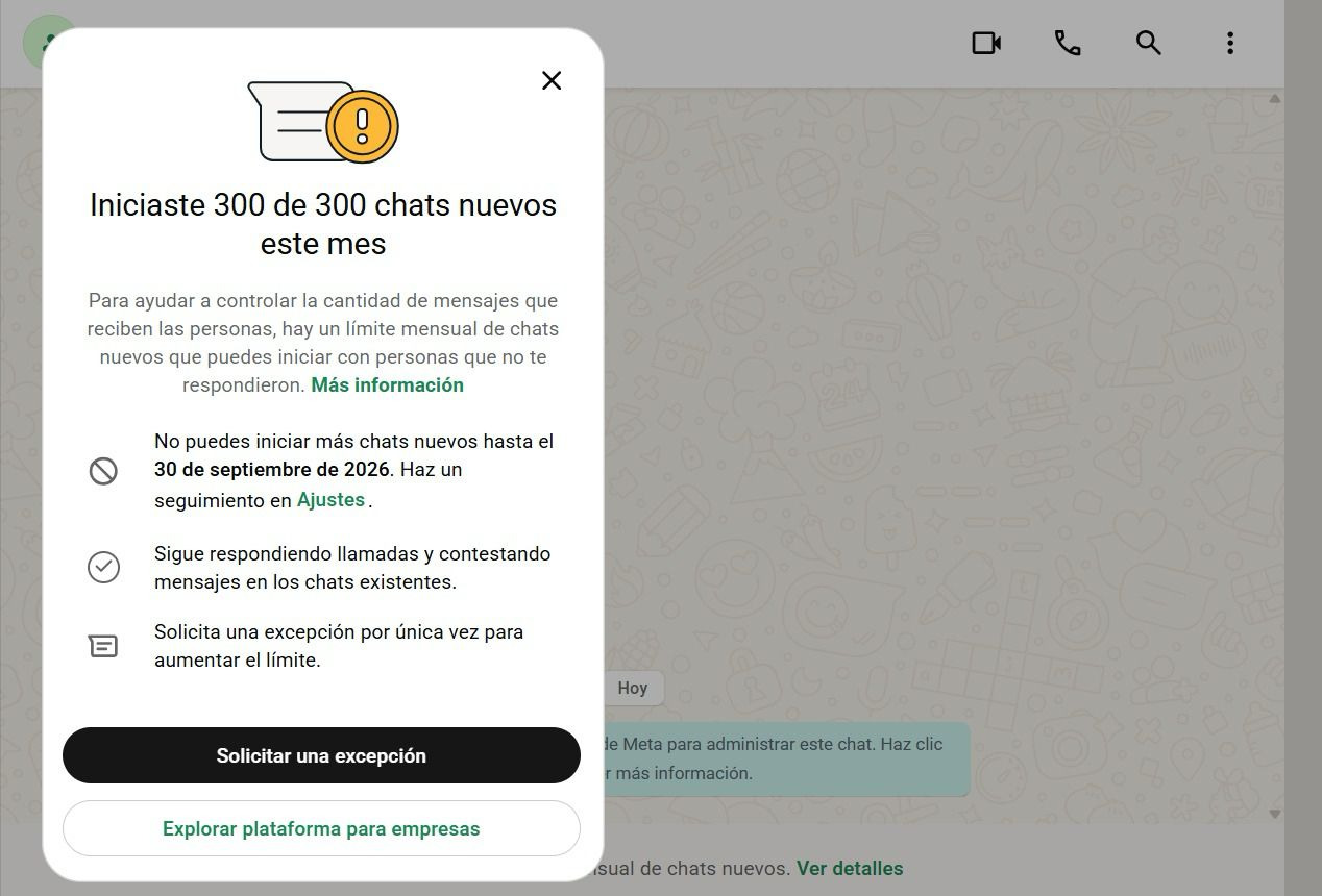 Advertencia de Meta sobre el bloqueo de cuentas de WhatsApp